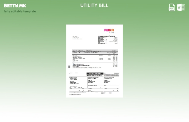 модерен стил Данска AURA Energi шаблон за комунални сметки